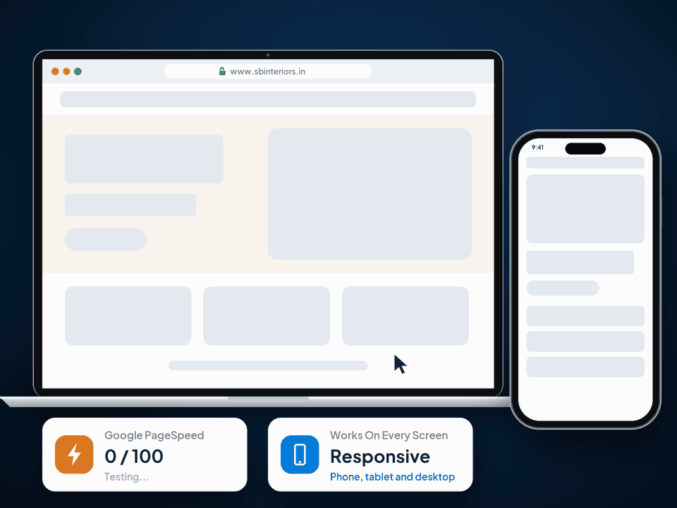 Website being built for Desktop and Mobile, then a visitor sends a quote enquiry
